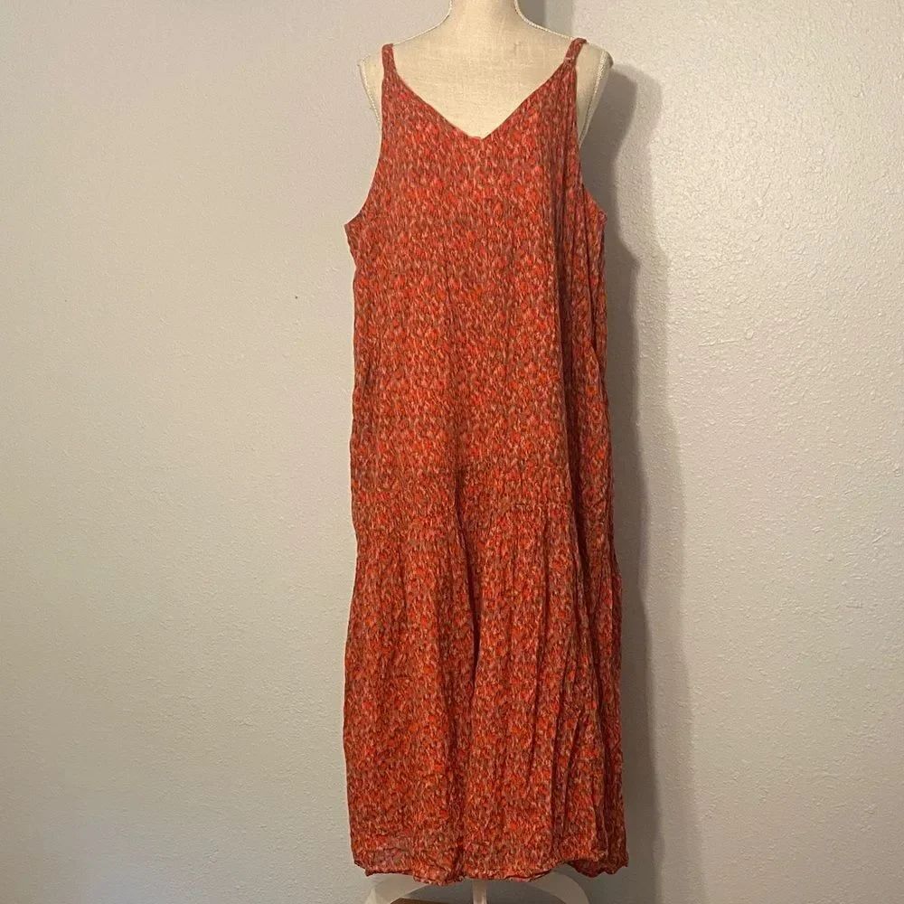 Joie Pink & Red Tea RoseâBondi Cotton Tiered Dress Size XXL